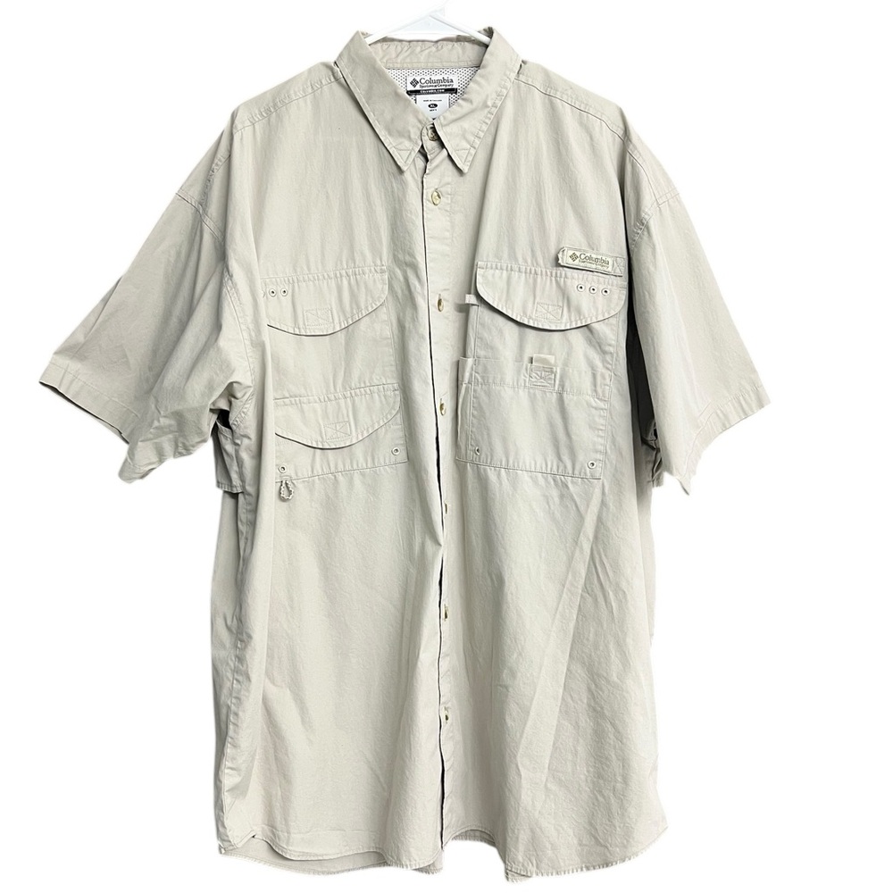 Columbia Tan Casual‎ Button Down PFG Shirt Lightweight Size XL